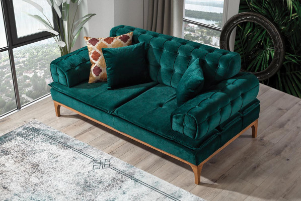 Luxe bank 3-zits banken zit stof ontwerp meubels stijl textiel nieuw groen