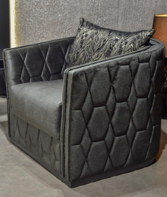 Luxe eenpersoons fauteuil Grijs gestoffeerd Relaxmeubels Nieuw Metaal Textiel