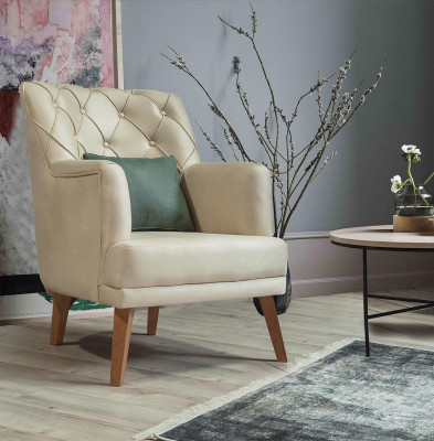 Woonkamer fauteuil meubels modern stof lounge textiel kunstleer beige Woonkamer fauteuil meubels modern stof lounge textiel kunstleer beige