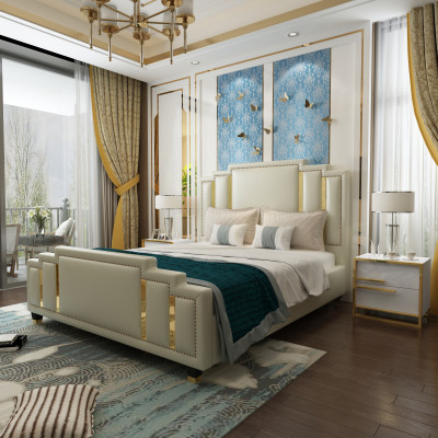 Bedden tweepersoons luxe slaapkamer Hotel Designer bed 180x200 leer
