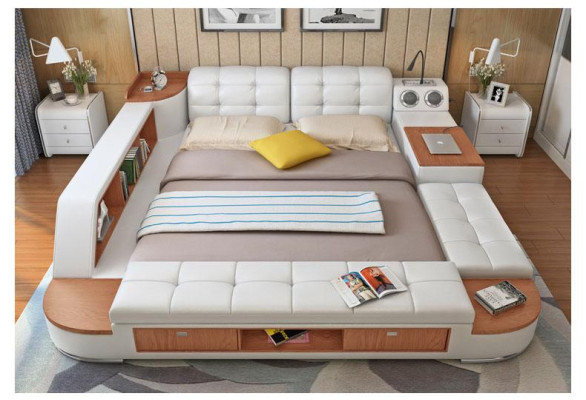 Multifunctionele slaapkamer ligplanken Luxe leren bedden 180x200
