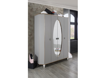Kledingkast Slaapkamer Kast Hout Kasten met spiegel Goud Grijs