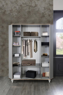 Kledingkast Slaapkamer Kast Hout Kasten met spiegel Goud Grijs