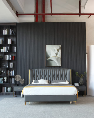 Hotel Luxe Design Bedden Bekleding Metaal Leder Slaapkamer Roestvrij staal