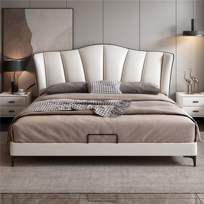 Bedtextiel Hotel Luxe Bekleding Lederen Stoel Italië Designer Bed Slaapkamer