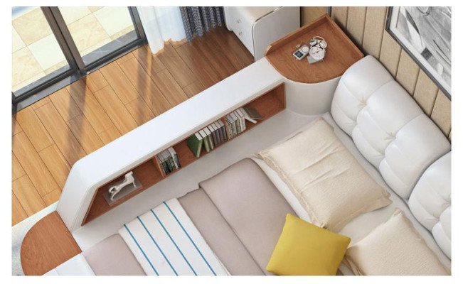 Polster 180x200 Multifunktion Regal USB Liege Design Bett Big Betten Leder Bekleding 180x200 Multifunctionele plank USB Bedontwerp Groot Bedden Leer