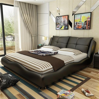 Modern hotel frame luxury bedroom beds design leather bed