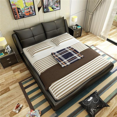 Modern hotel frame luxury bedroom beds design leather bed