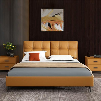 Bedtextiel Leer Hotel Luxe Bekleding Fluweel Stof Designer Bed Slaapkamer