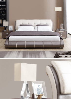 Ontwerp leren bed gestoffeerd dubbel hotelbed slaapkamer huwelijk 180x200 cm.