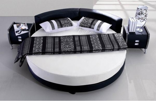 Rond leren bed 200x200 Luxe bekleding Ronde bedden Ronde stof Hotel