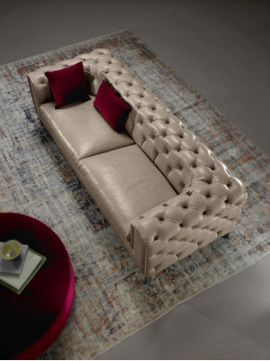 Luxe 3+3 zits bankstel in beige van Chesterfield.