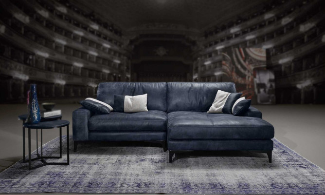 Eckbank Bank Woonkamer Banken Leer Luxe L-vorm Stijl Modern Meubels Blauw Nieuw