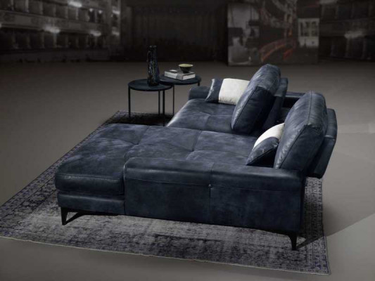 Eckbank Bank Woonkamer Banken Leer Luxe L-vorm Stijl Modern Meubels Blauw Nieuw