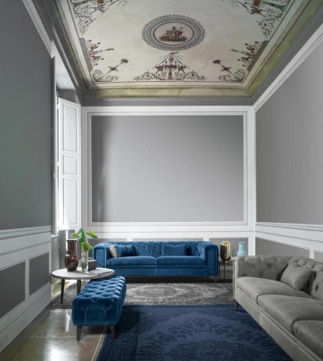 Bankstel 3-zits Blauw Luxe Textiel Woonkamerontwerp Italiaans Meubilair