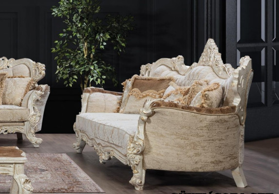 Bankstel 3+3-zitsbankensemble Bank Banken Fauteuils Zetel Stof Barok Set Groep