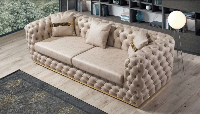 Chesterfield bankstel 3+3+1+1 zitsbankstel bank fauteuil bankstellen leder beige.   Chesterfield bankstel 3+3+1+1 bank fauteuil bankstel in beige leder.