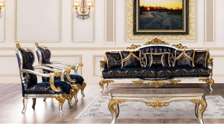Groep Set Bankstel 3+1+1 Zitsbank 3 stuks Meubels Banken Fauteuils Luxe Zitting Barok