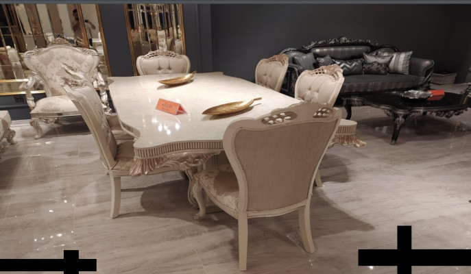 Luxe eetkamer eettafel stoel eetgroep set houten tafel tafels stoelen