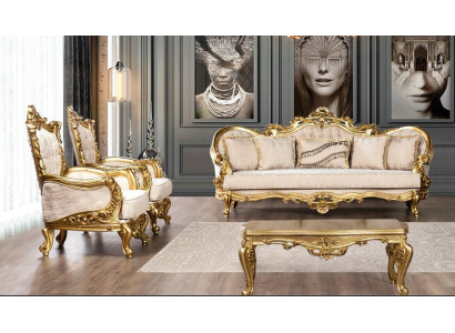 Bankstel set bankstel 3+1+1 zits fauteuil bankstellen set stof bank barok nieuw