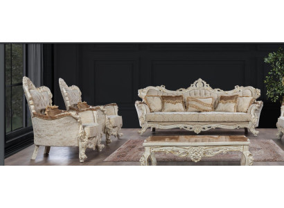 Sofa Bankstellen Fauteuils Zitbank Woonkamerset 3+1+1 zits Set Stof Barok Stijl