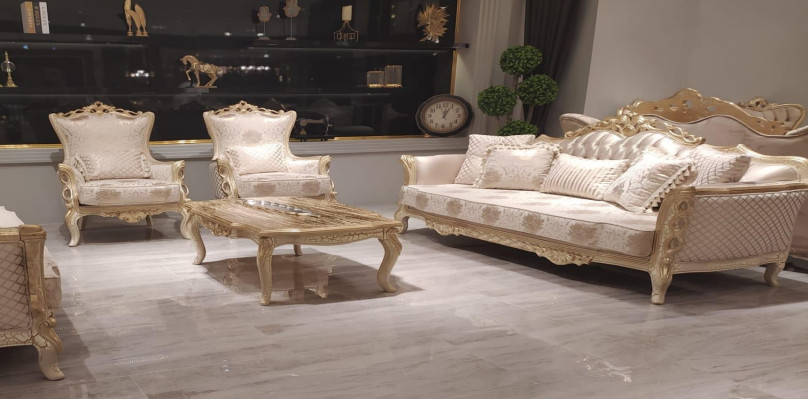 Bankstel 3+1+1 zits salontafel bank fauteuil bankstel set gouden stijl