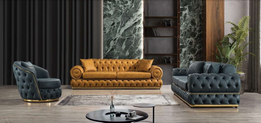 Luxe Chesterfield bankstel 3+3+1 zits bankstel bank fauteuil bankstellen leer