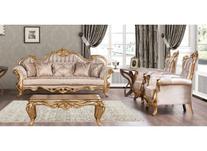 Bankstel 3+1+1 zitsbank fauteuil bankstellen zitbank set groep stof Barok
