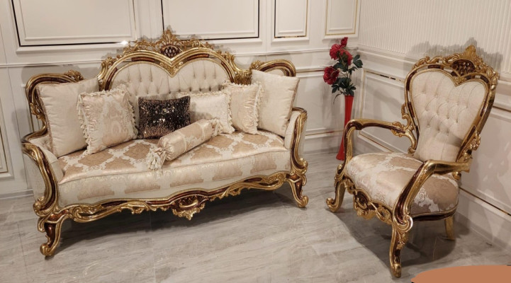Sofaset 3+1 zits bank bank fauteuil luxe set stof groep barok