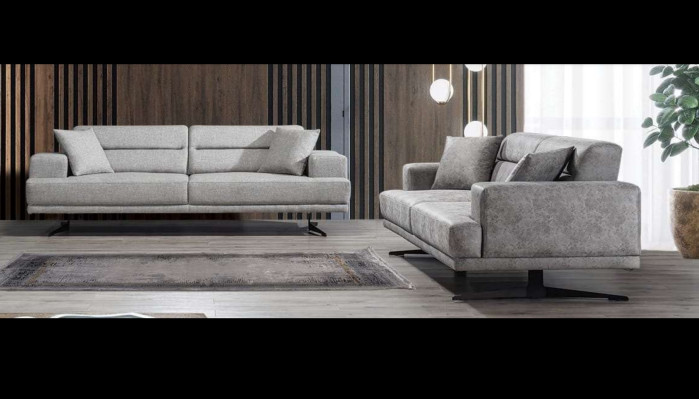 Sofa set 3+3 seater set Bank Banken Leer Bekleding Ontwerp Zitmodern