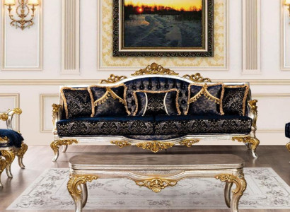 Zitbank Driepersoonsbank 3-zitsbank Banken Stof Stijl Barok Rococo Klassiek Nieuw