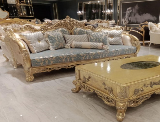 Zitbank Driepersoonsbank 3-zitsbank Stof Stijl Barok Rococo Meubels Klassiek