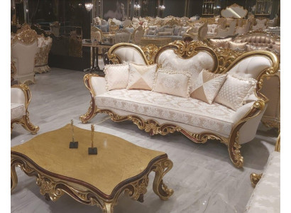 Luxe driezitsbank 3-zitsbank Banken Fauteuils Stof Stijl Barok Rococo 240cm