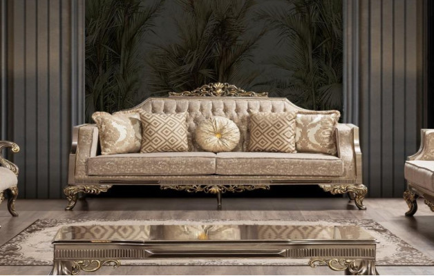 Driepersoons bank 3-zits bank Bankstellen Stof Barok Rococo Bank Ontwerp woonkamer