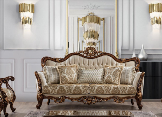Bankstel 3-zits barok rococo stof driezits bankstellen luxe woonkamer barokstijl