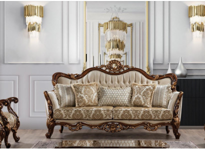 Bankstel 3-zits barok rococo stof driezits bankstellen luxe woonkamer barokstijl