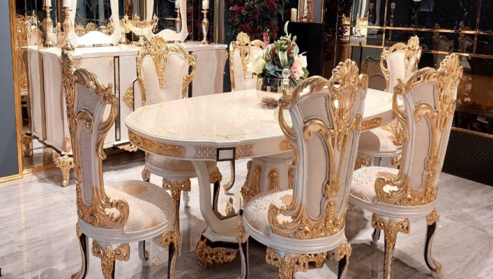 Tafel Luxe Eettafel Eetkamer Tafel Eetkamer Hout Tafels Barok Eetmeubelen Nieuw