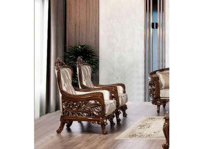 Fauteuil Ohrensessel luxe stof zitontwerp bekleed met barok textiel nieuw.