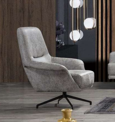 Fauteuil Design Bank Bank Relax Leder Lounge Club Zitter Luxe Zit Grijs Modern