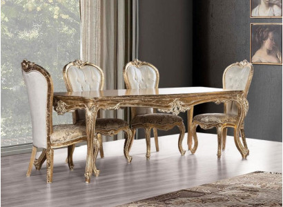 Barok eetkamerstoel stoel leun hout luxe eetkamer barok stof stijl stoelen