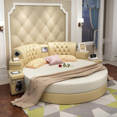 Rond Bed Ronde Bedden Multifunctioneel Hotel Bekleding LED Regaal Kingsize