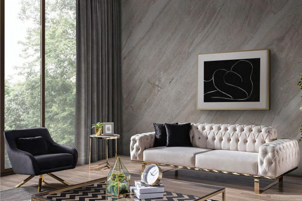 Moderne zwart-witte Chesterfield bankstel roestvrijstalen meubels Stijlvol 3+1