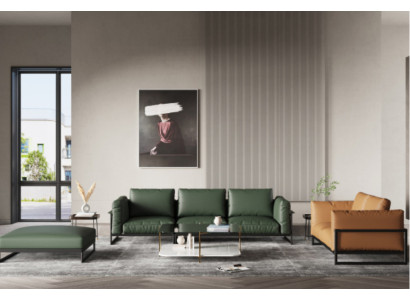 Bruin groene 3+2 zits leren woonkamerset kunstleren bankstel set