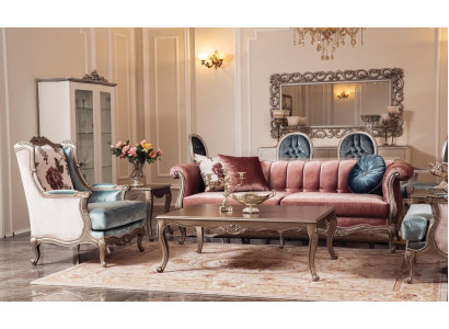 Sofagroep Klassieke bankstel bankstel Salontafel 2x fauteuil Luxe set 4-delig.