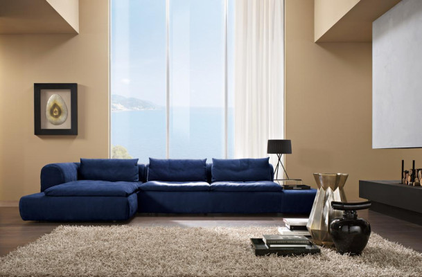 Hoekbank L-vorm Meubels Blauw Bankstellen Textiel Bekleding Bankstellen Bank