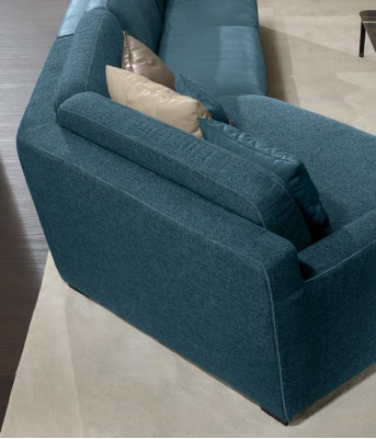 Ontwerp bank L-vorm gestoffeerde bank woonkamer meubels hoekbank textiel blauw