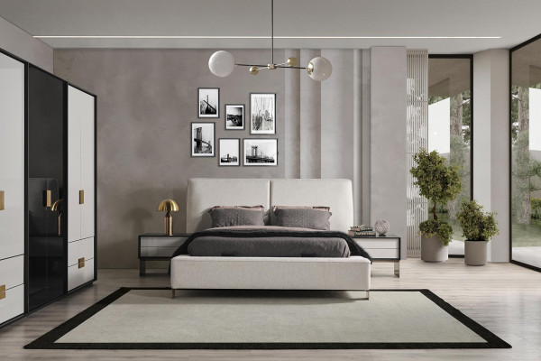Slaapkamer set Bed 2x Nachtkastjes Kledingkast Luxe nieuw 4-delig Hout