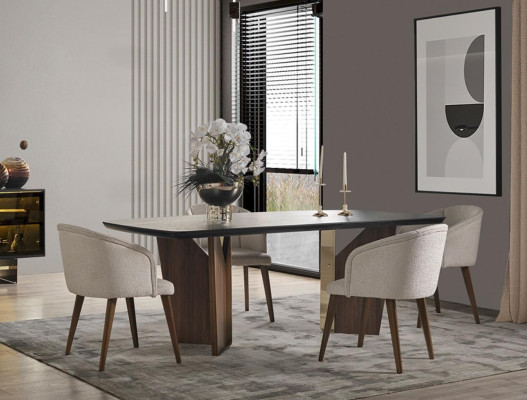 Tafel 6x Stoelen 7-delig Eetkamer Houten Eettafel Eetkamerset Groep Nieuw Ontwerp