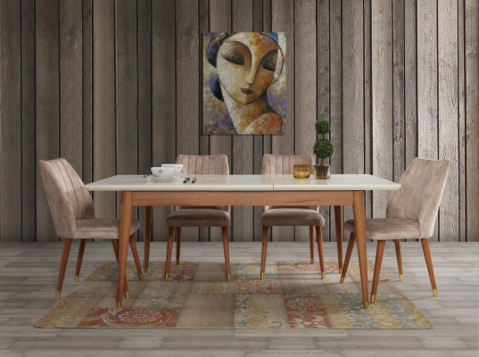 Eetkamer set 3-delige groep garnituur eettafel dressoir spiegel compleet set