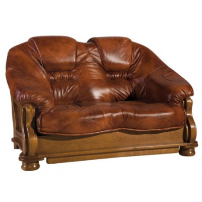 Klassieke bankstel bank bekleding zithoek bank leer hout 3+2+2 set